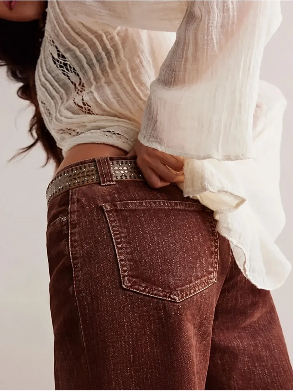 Free People Tinsley High-Rise Flocked Jeans